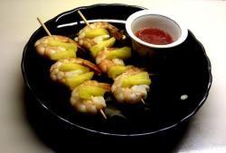 Recette Dukan : Brochettes de crevettes et ananas sauce aigre-douce