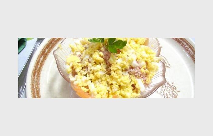 Rgime Dukan (recette minceur) : Mli-mlo de saumon, thon, jambon et oeuf #dukan https://www.proteinaute.com/recette-meli-melo-de-saumon-thon-jambon-et-oeuf-9930.html