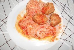 Recette Dukan : Vermicelles de konjac aux boulettes sauce tomates